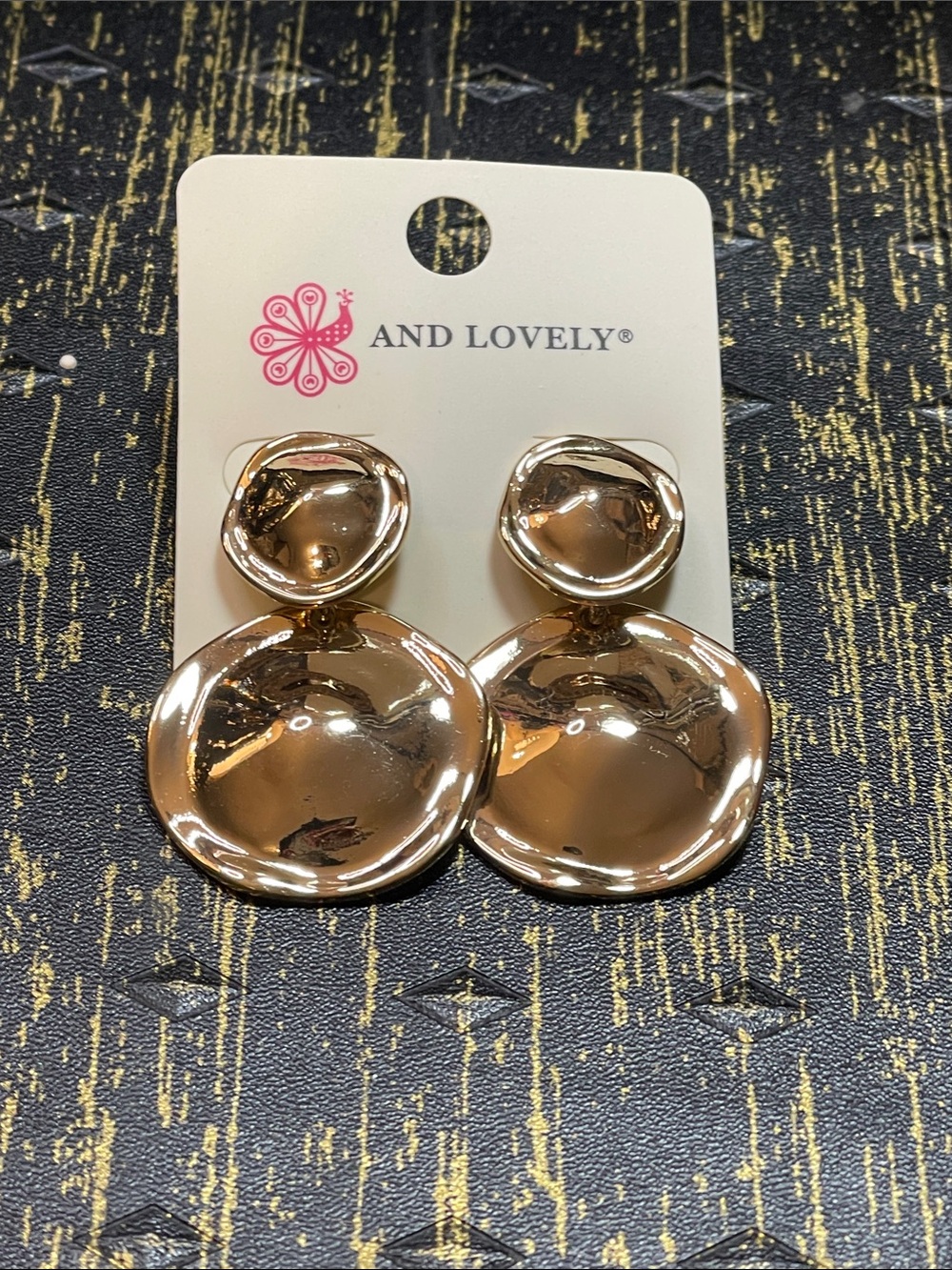 Gold Drop Disc Earrings
